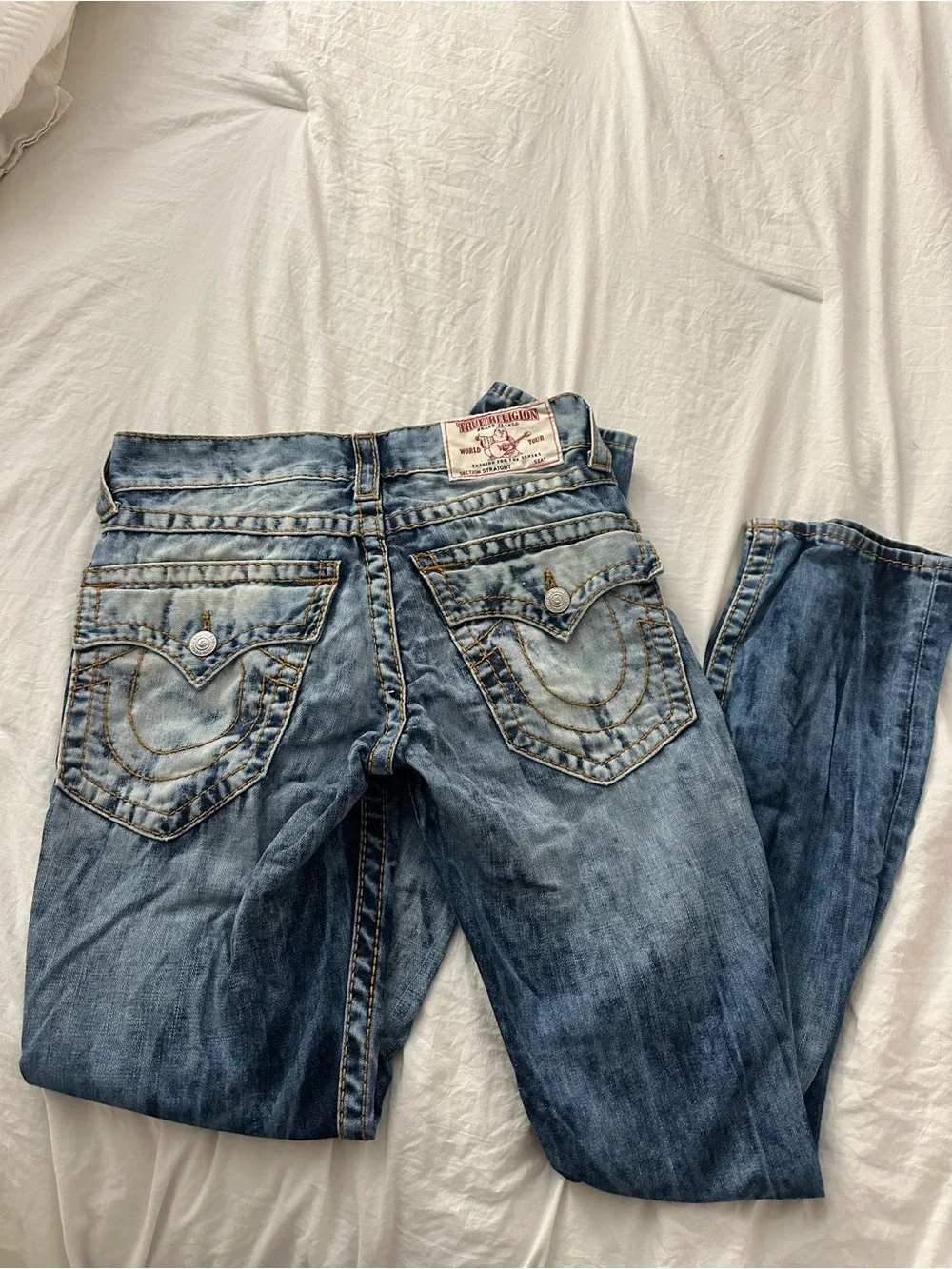 True Religion Men’s Light Blue Washed Slim Straight Jeans